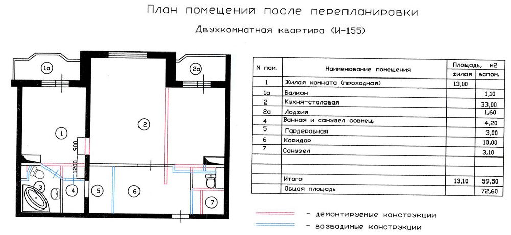 План трехкомнатной квартиры с размерами