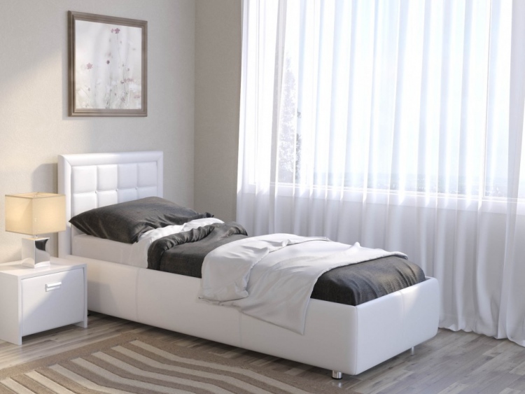 Белая кровать односпальная недорого