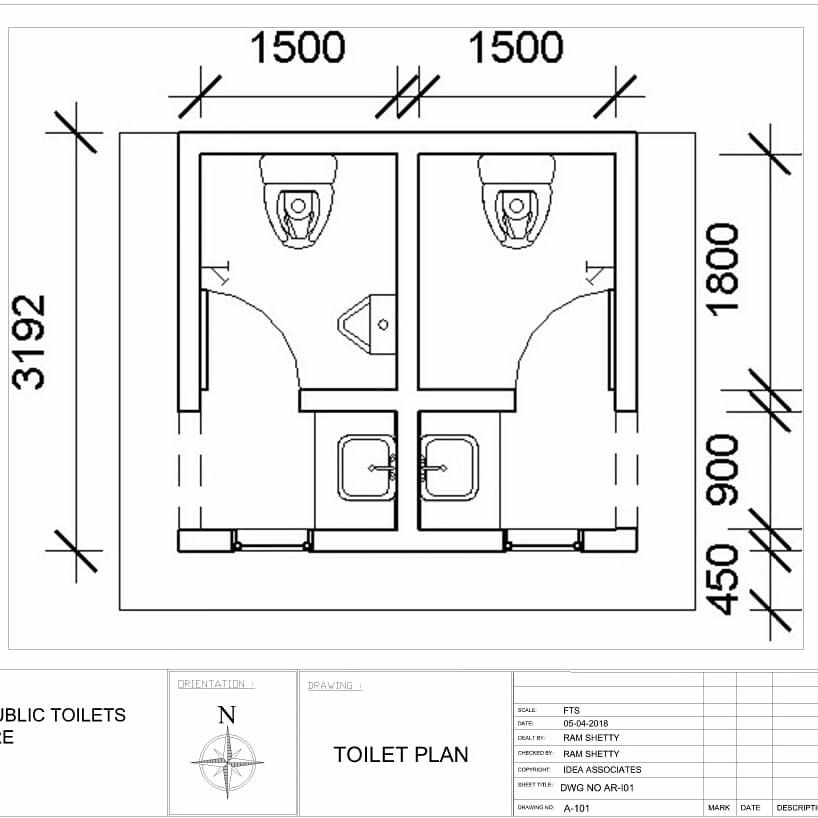 Планы общественных туалетов dwg