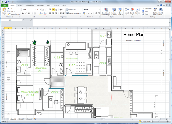 Visio план комнаты