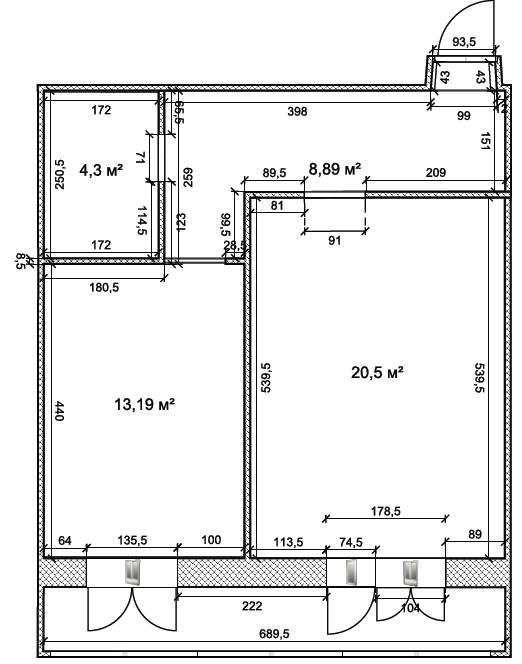 План квартиры чертеж 2 х комнатная