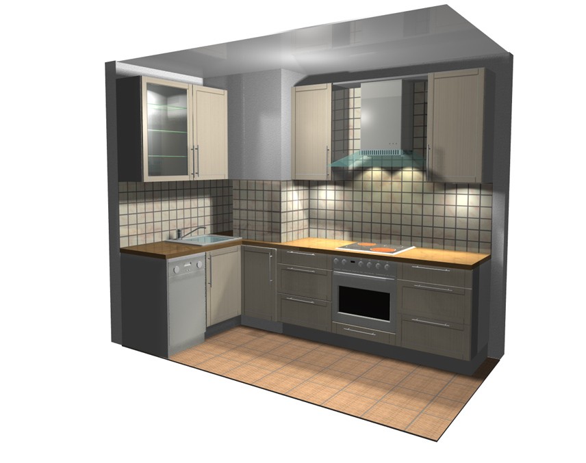 Дизайн кухни с коробом вентиляционным коробом в углу фото