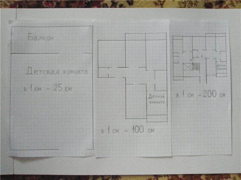 План масштаб комнаты