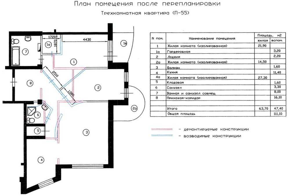 План 3 х комнатной квартиры московской планировки