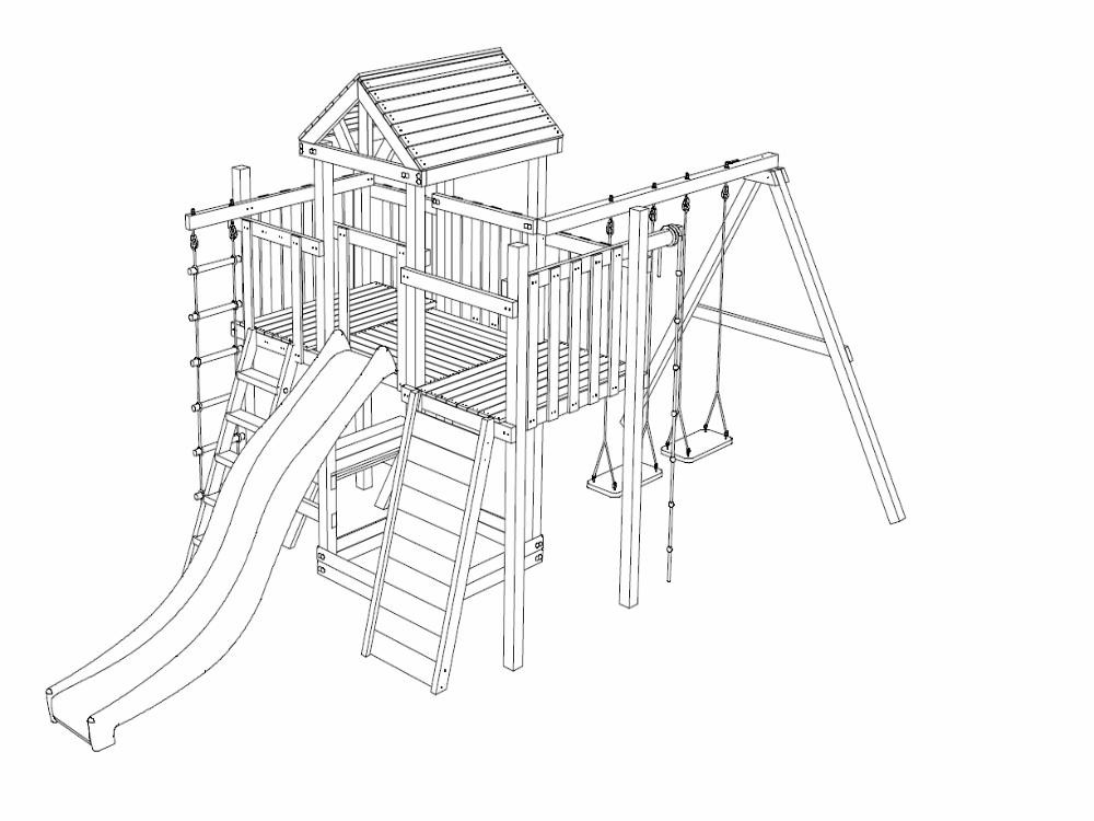 Чертежи детской площадки из дерева для дачи своими