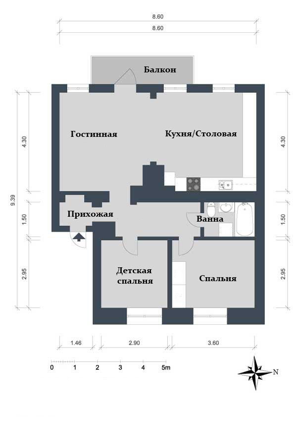 Дизайн интерьера небольшой квартиры от ИКЕА