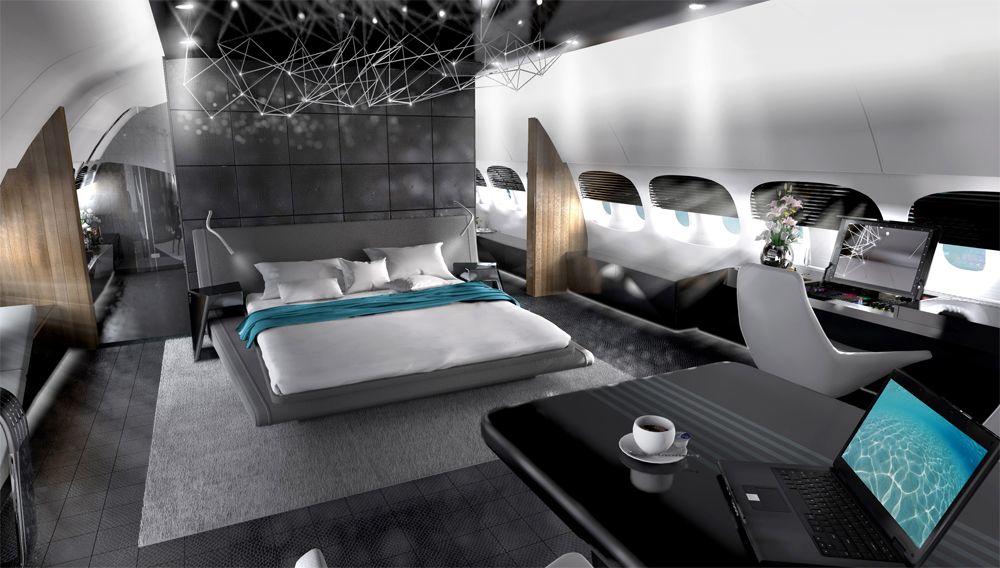 Современная комната для отдыха в самолете