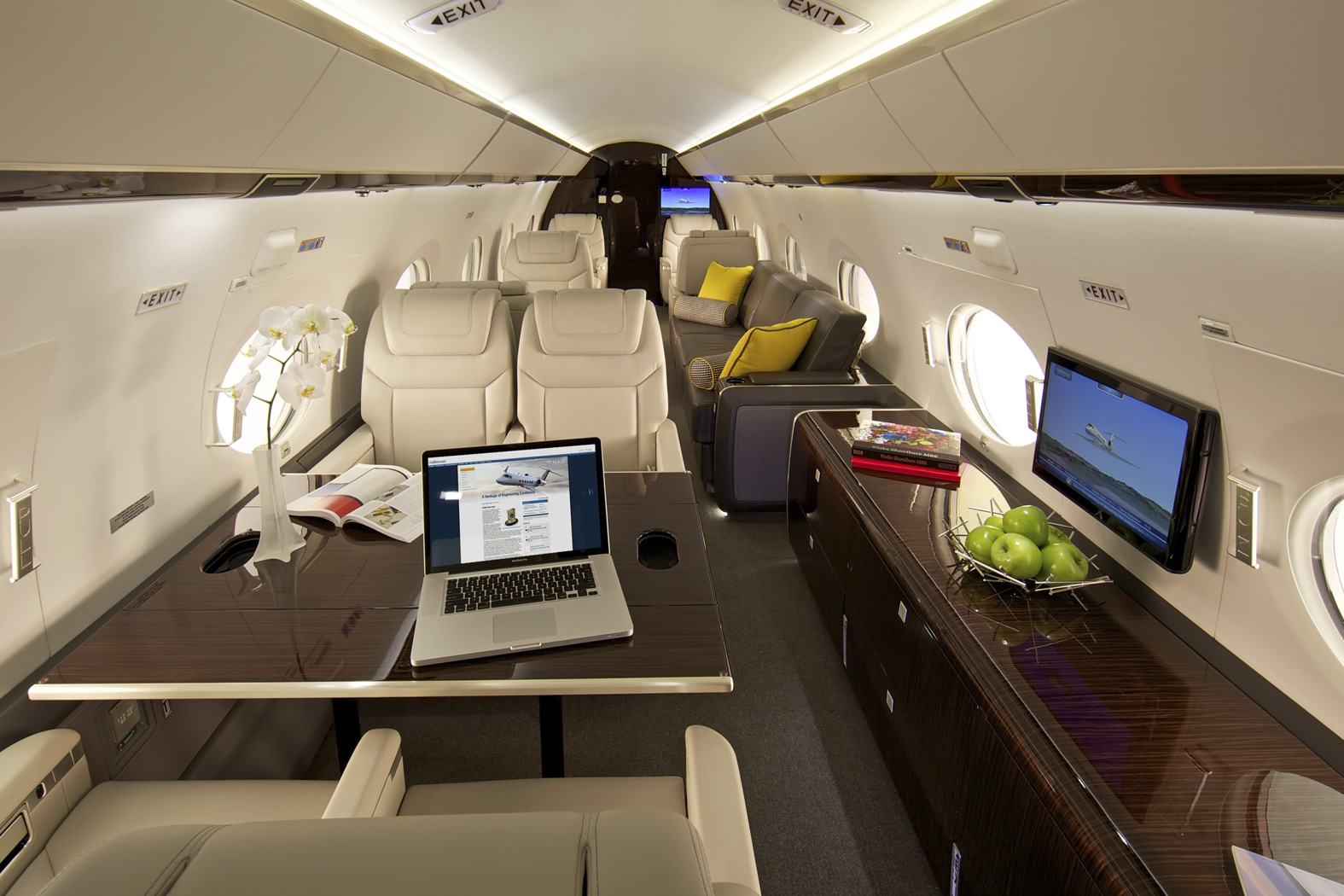 Салон реактивного самолёта Gulfstream G550