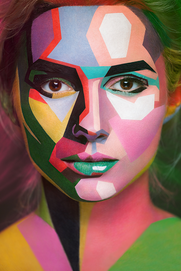 Colorful angular face