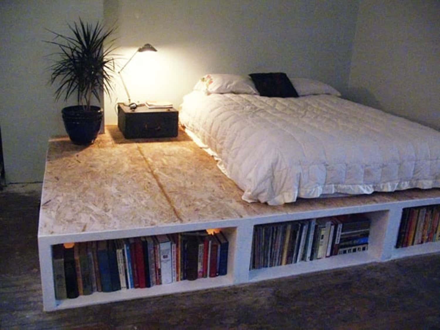 Platform bed with storage underneath