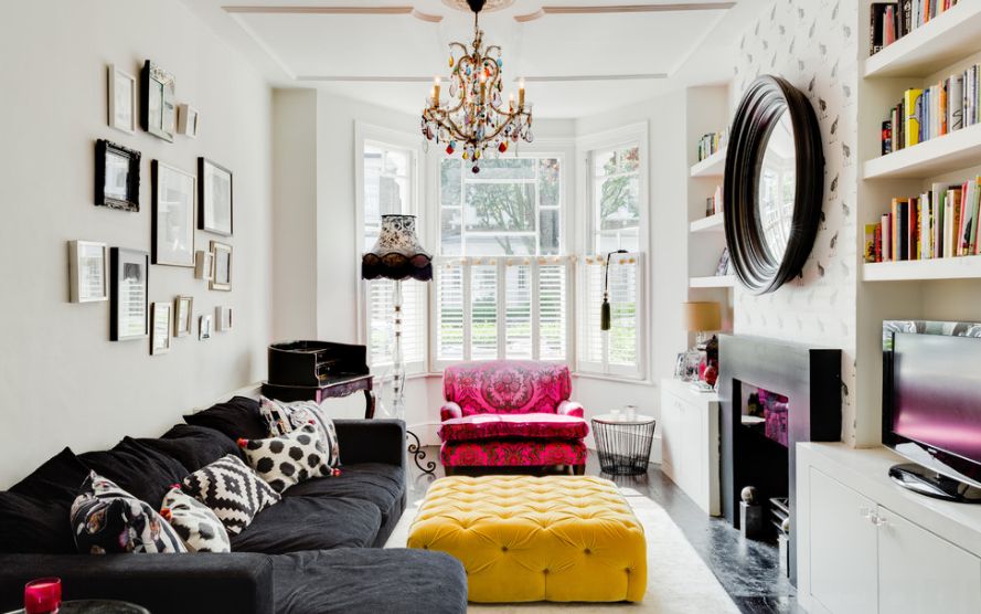Eclectic-narrow-Living-Room
