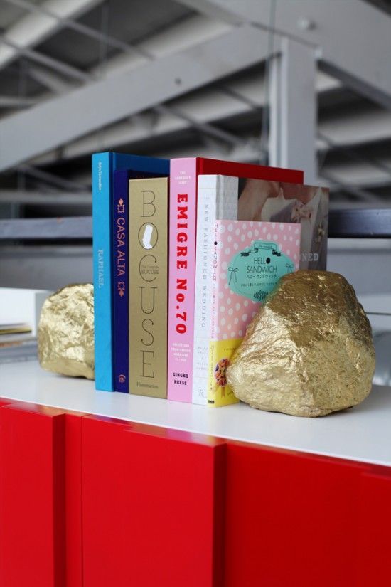 Gold painted bookends