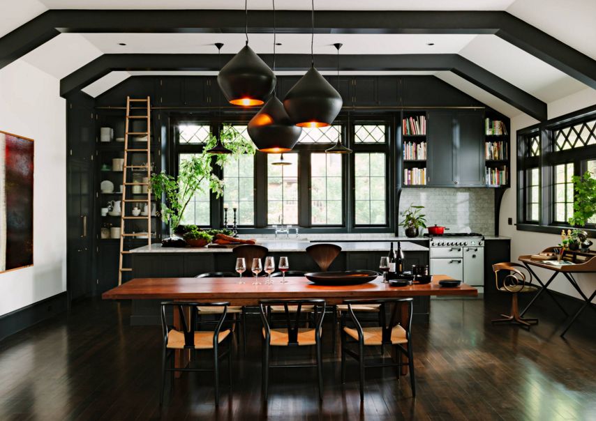 Black and light kitchen