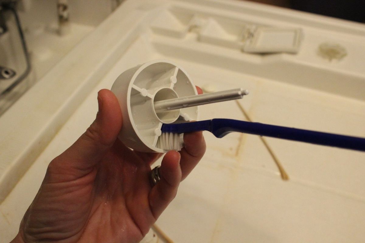 DIY Dishwasher Cleaner - cleaning toothbrush