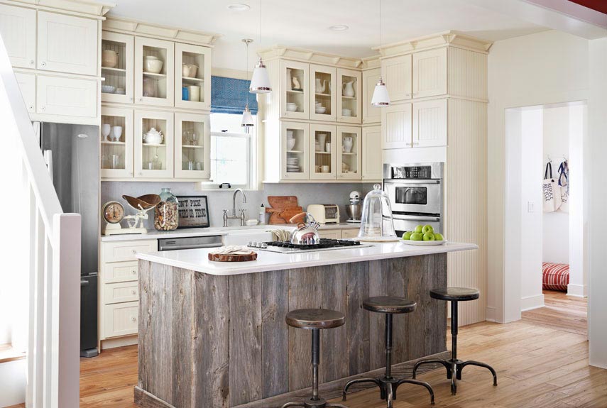Reclaimed wood kitchen island design