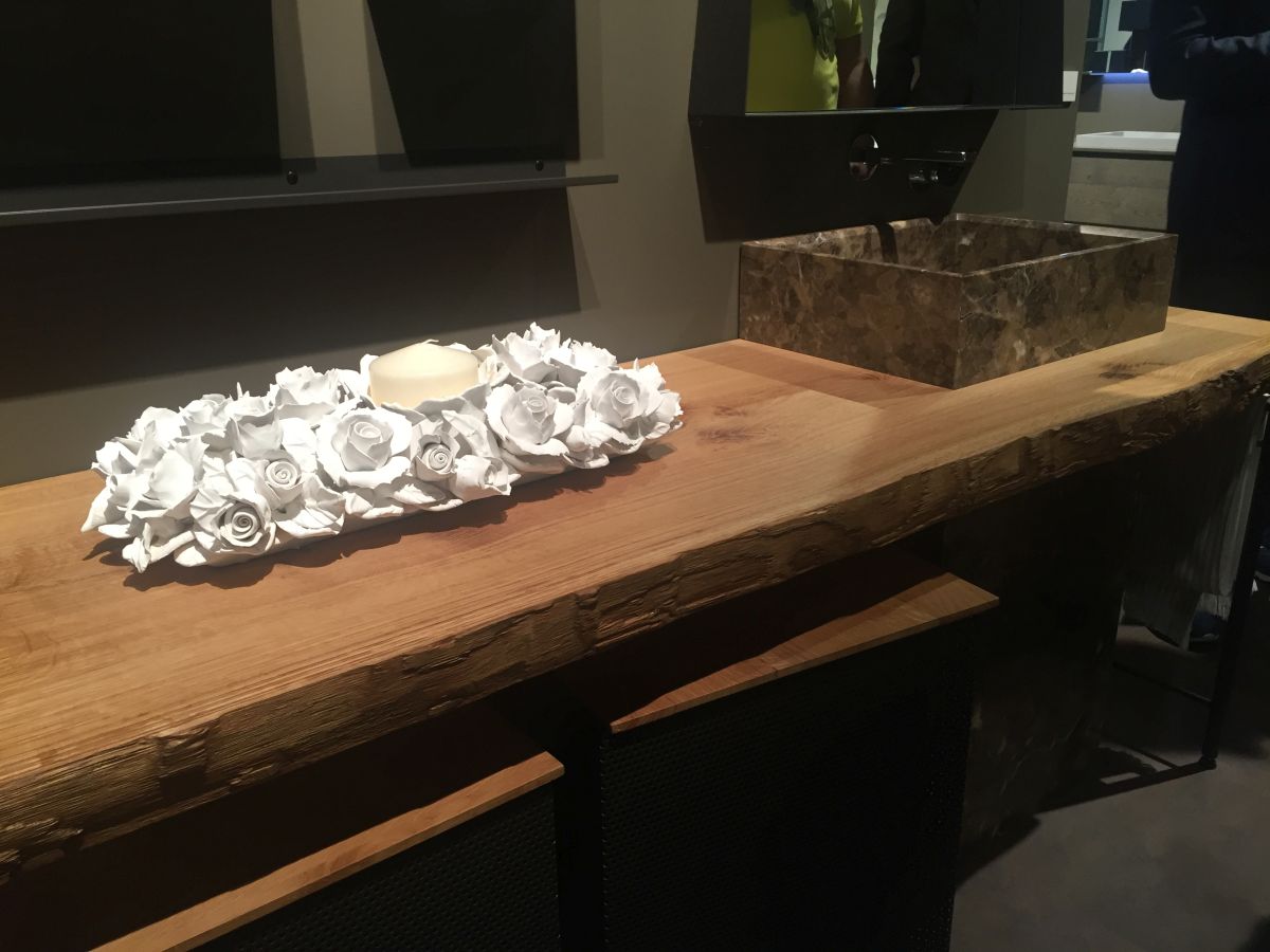 Reclaimed wood slab for countertop