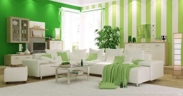 зелёный цвет стен в интерьере гостиной