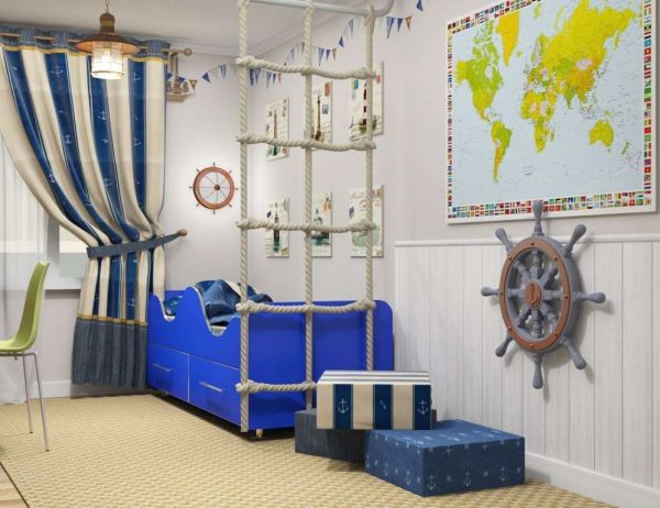 интерьер комнаты мальчика в морском стиле