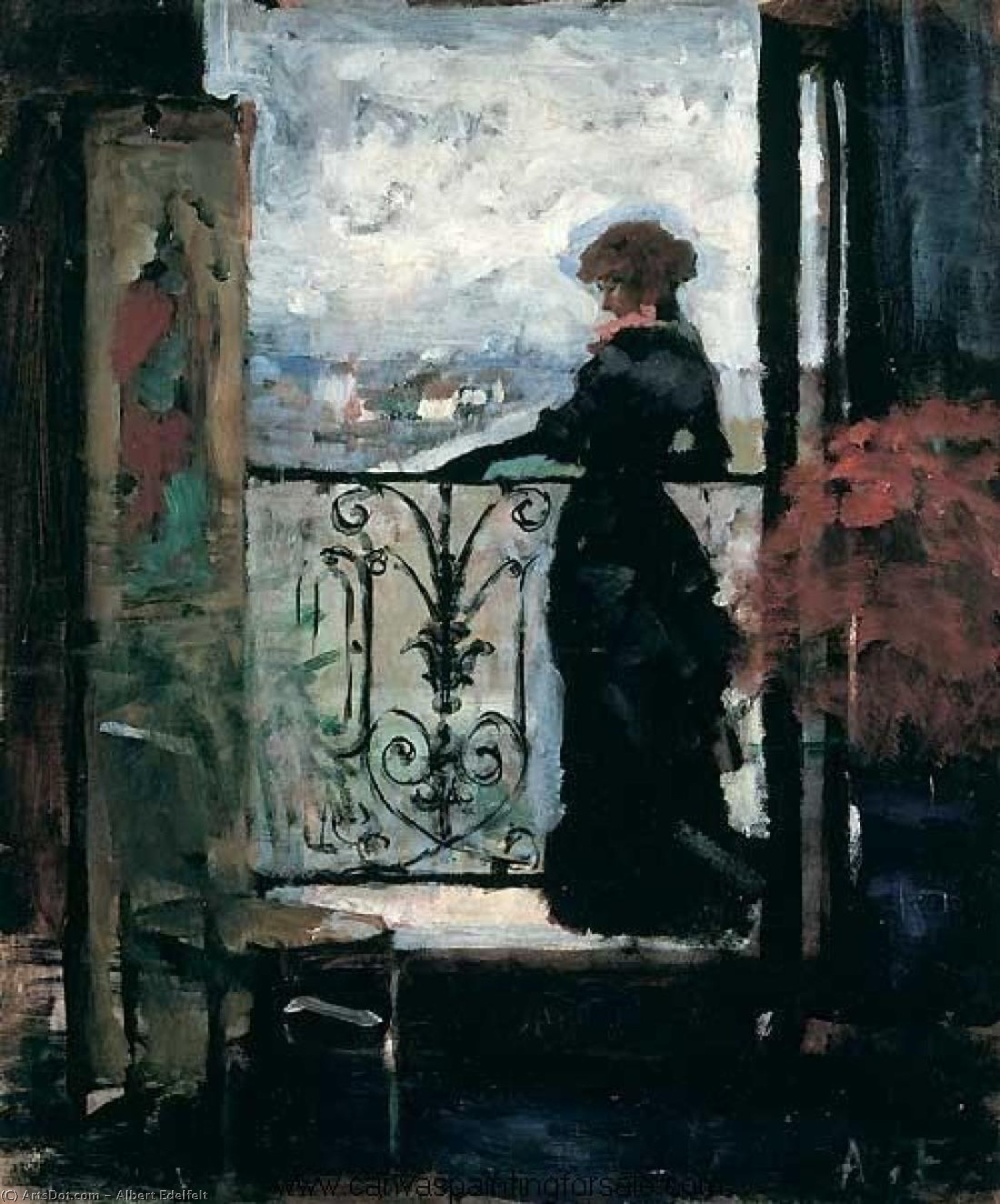 Картина на балконе. Эдельфельт художник. Albert Edelfelt художник.
