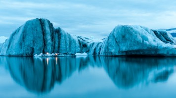 Calm waters of the Jokulsarlon glacier lagoon in Iceland