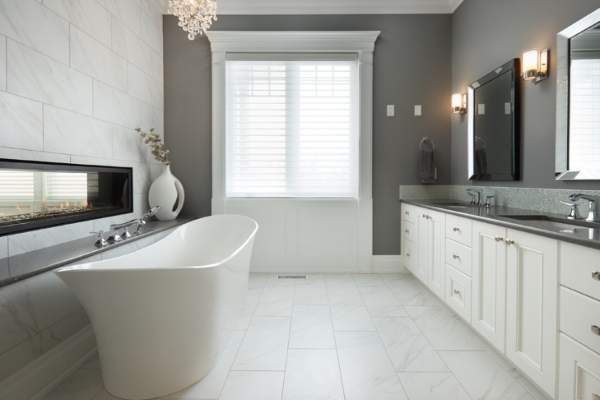 Как красиво сделать ванную комнату - фото камина в интерьере