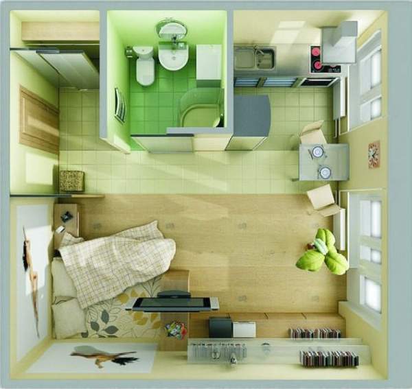 дизайн однокомнатной небольшой квартиры, фото 28