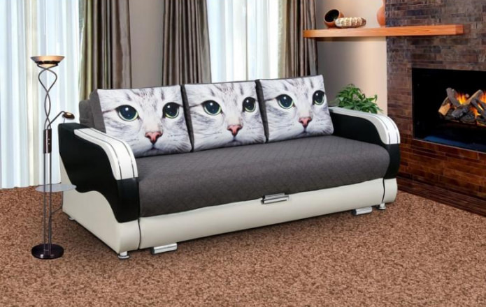 диван с фотопринтом котика