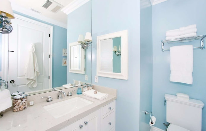 Краска в ванной голубого оттенка