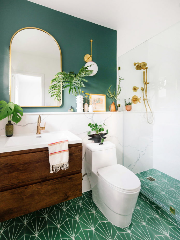 зеленая плитка в ванной