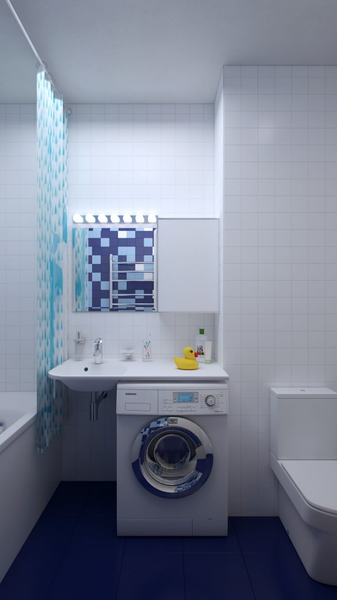 ванная в дизайне двухкомнатной квартиры в доме серии П-44
