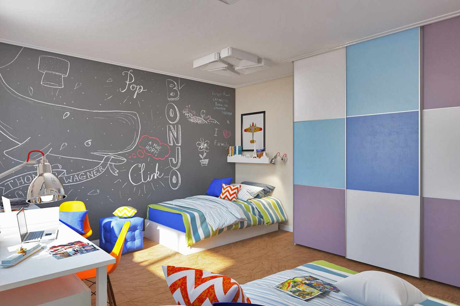 вариант светлого дизайна детской комнаты