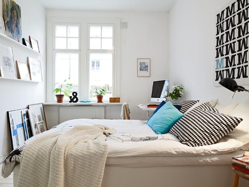 Интерьер спальной комнаты в скандинавском стиле