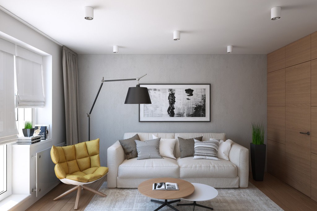 Интерьер гостиной квартиры с диваном