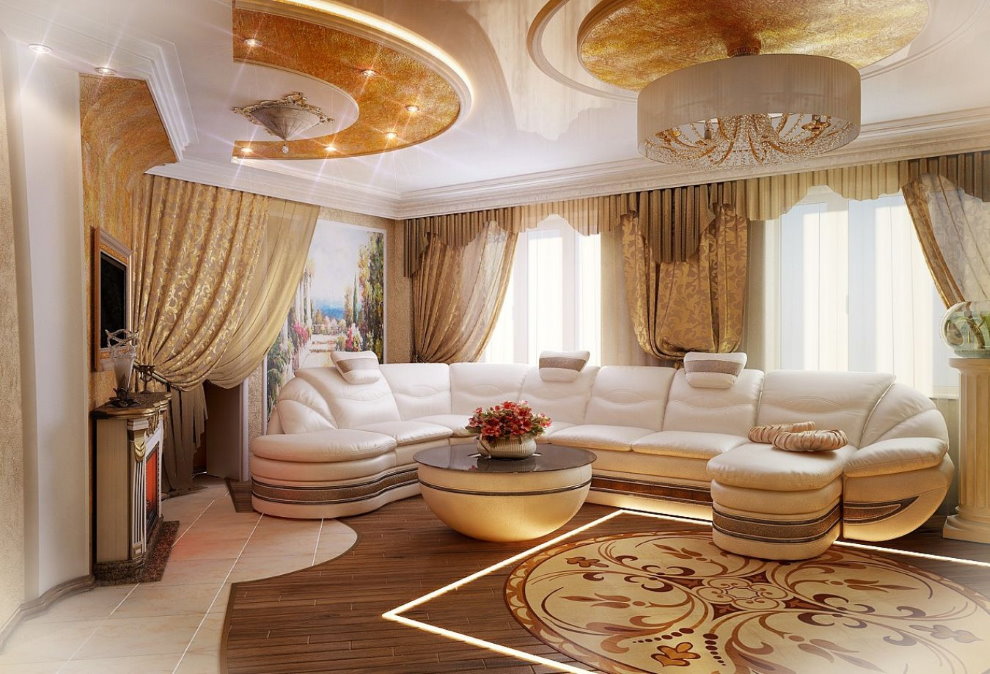 Большой диван в гостиной стиля ампир