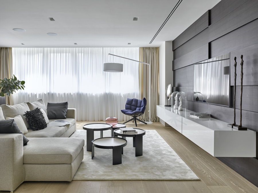 Подвесная мебель в гостиной современного стиля
