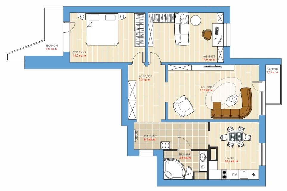 Планировка квартиры в панельном доме серии П3