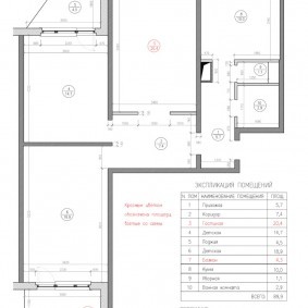 План трехкомнатной квартиры в доме П 44 т с размерами