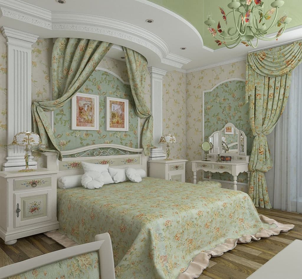 Красивая спальня в духе французского прованса