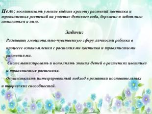 Цель: воспитывать умение видеть красоту растений цветника и травянистых расте