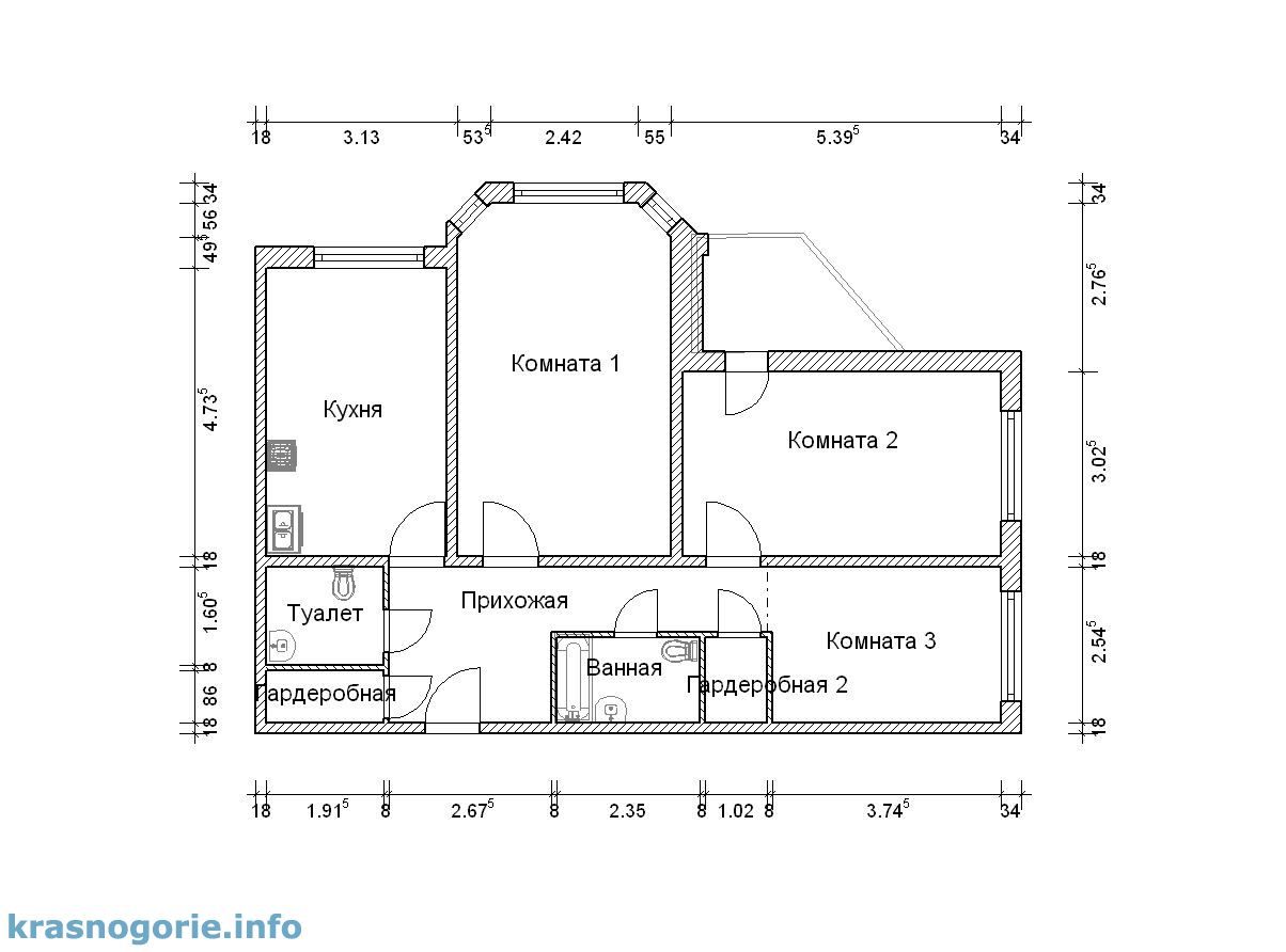 План квартиры с размерами чертеж 2 х комнатная квартира