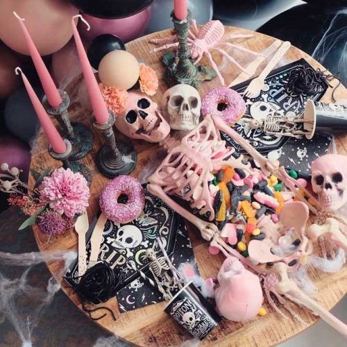 Skeleton Table Decor #partyfood #halloweendecor #decoration