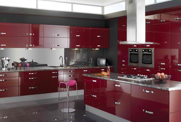 glossy cabinets
