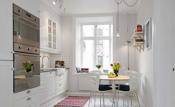 white dining kitchen