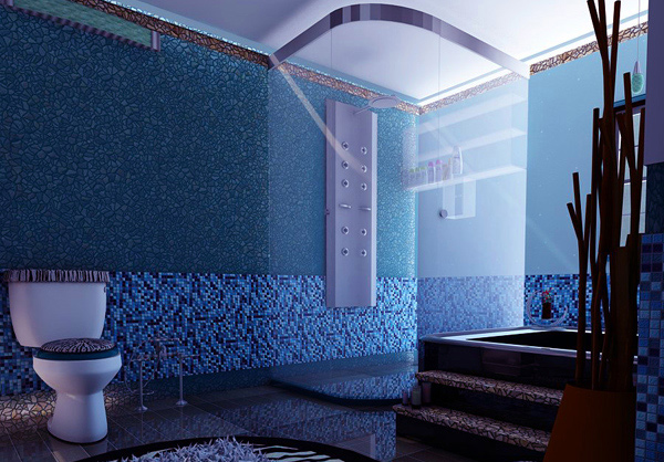 dark blue bathroom design