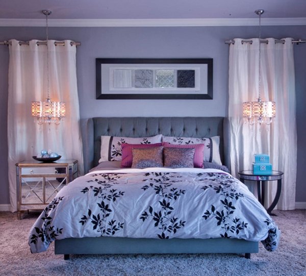 purple accent bedroom