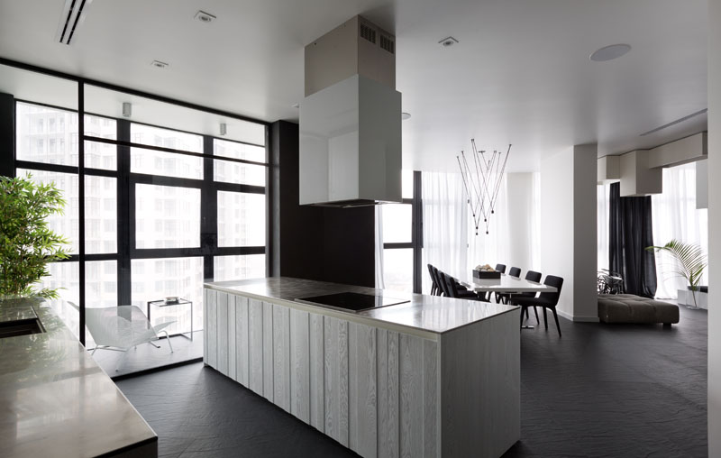 Black and White Apartment kitchen