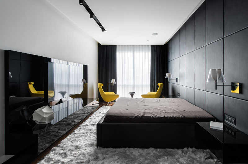 Black and White apartment bedroom