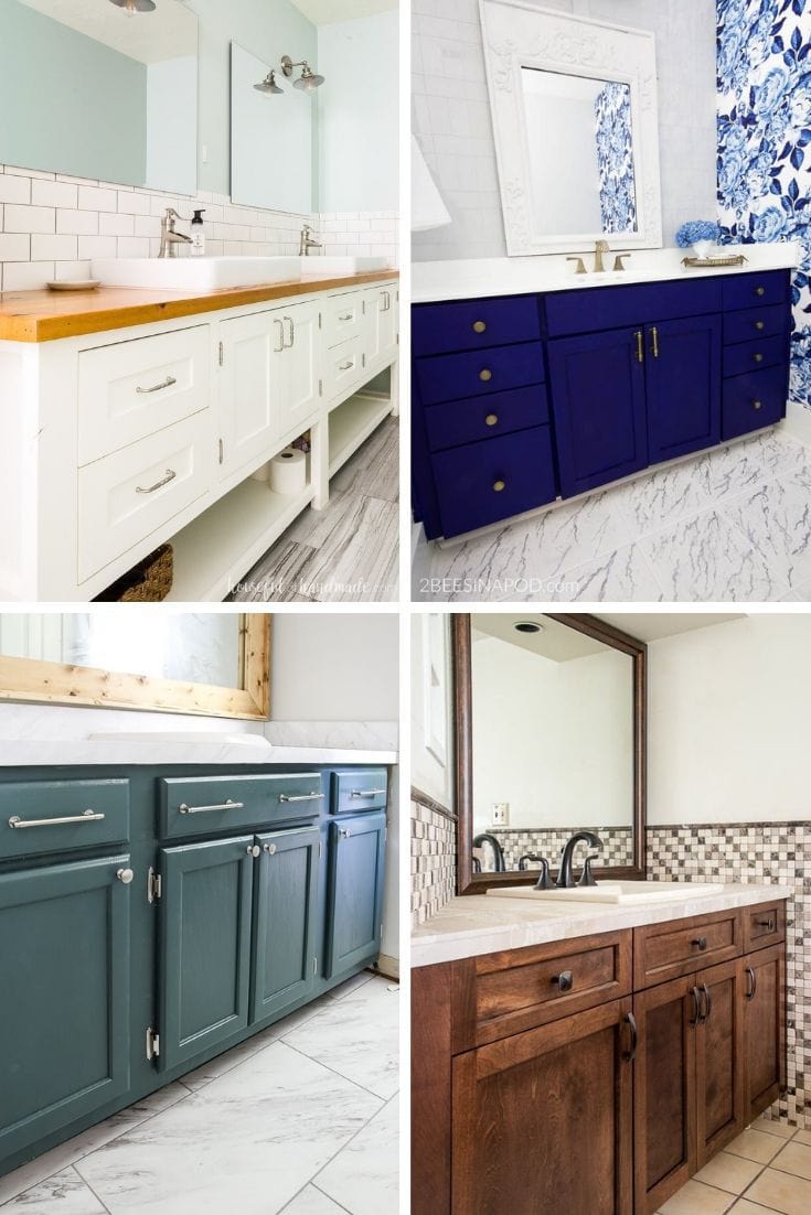 DIY Bathroom Vanity Ideas Collage of Four Bathroom Vanities