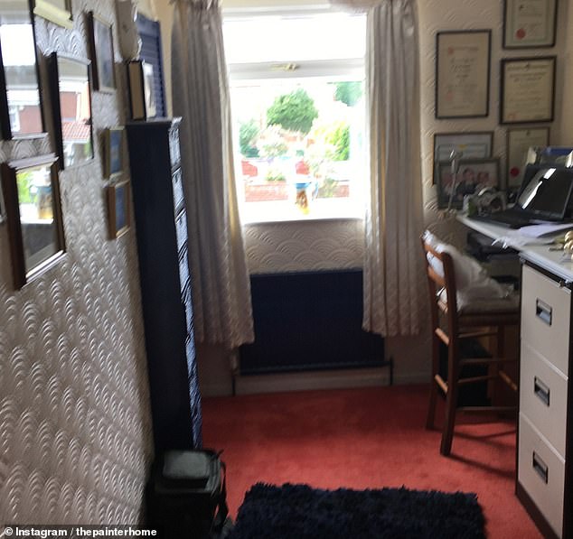 Before the renovations, one of the rooms was a narrow study with burnt orange carpeted floors