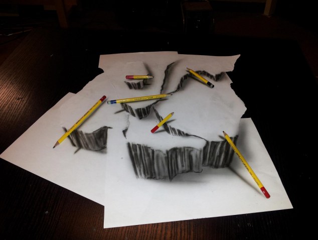 Pen tricks: Mr Bruin is trained as an airbrush artist but it is with his 3D illustrations that he has captured the attention of the world